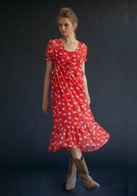 vestido-midi-rojo-estampado-flores-gasa