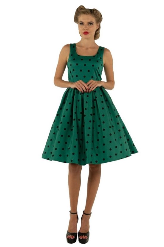 vestido-verde-falda-vuelo-vintage